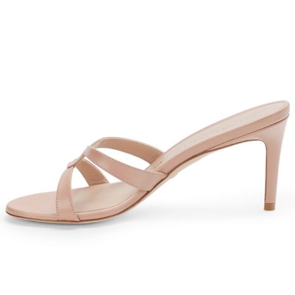 Stuart Weitzman Soiree Sleek 75 Sandal Stiletto Heel Poudre Leather Pumps 8.5 - Picture 5 of 16